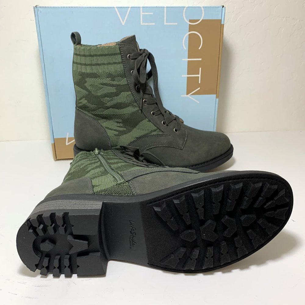 LifeStride Knockout Camo Boots Lace Up Lug Sole Booties Olive Green Size 8 NEW - Picture 6 of 8